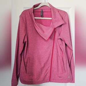 Lija Pink Asymmetrical Zip Athletic Jacket Women’s XL Golf Yoga Athleisure